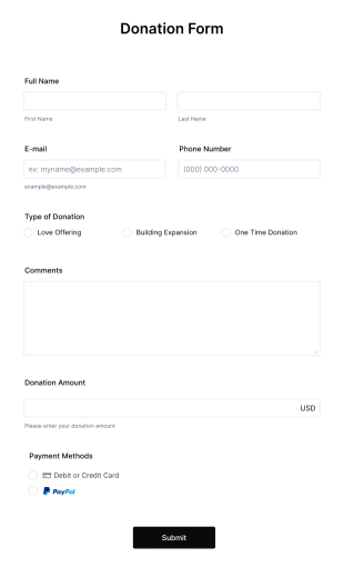 Online Donation Form Template