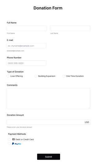 Online Donation Form Template