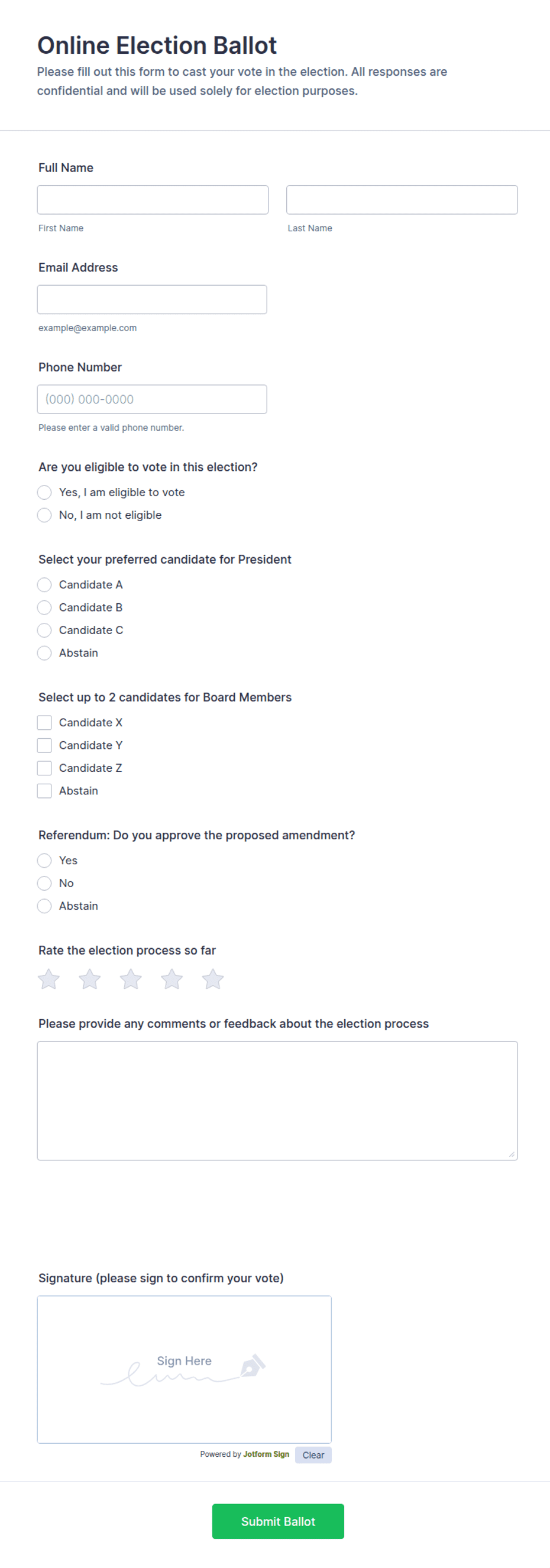 Online Election Ballot Form Template | Jotform