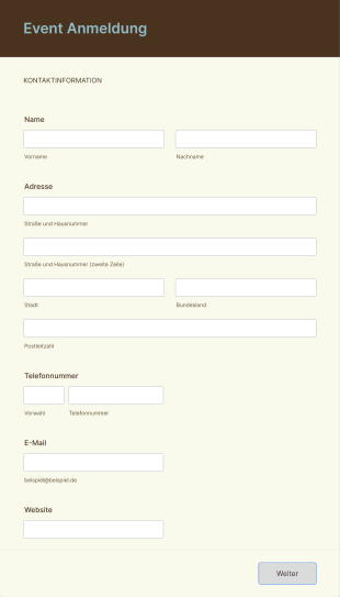 Online Event Anmeldung Form Template