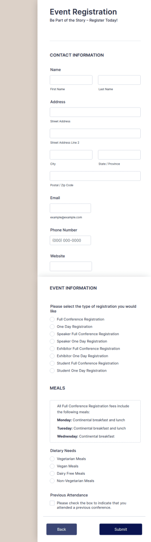 Online Event Registration Form Template