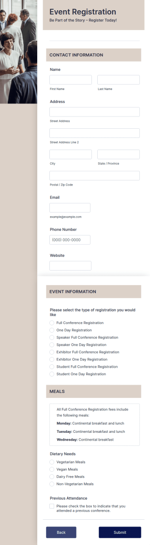 Online Event Registration Form Template