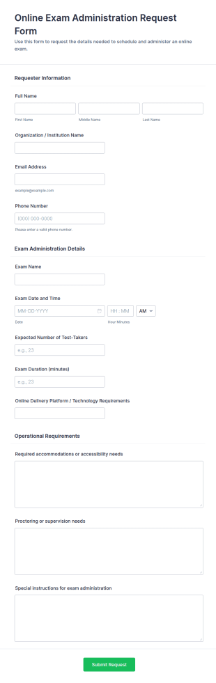 Online Exam Administration Request Form Template