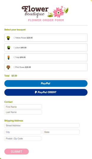 Online Flower Order Form Template