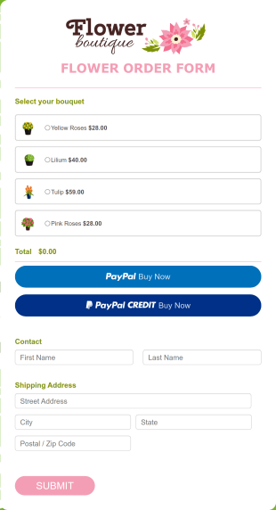 Online Flower Order Form Template