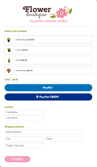 Online Flower Order Form Template