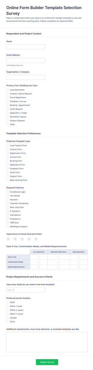 Online Form Builder Template Selection Survey
