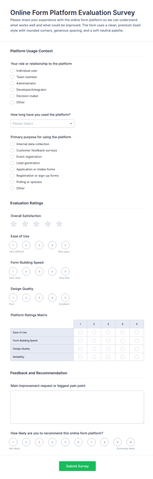 Online Form Platform Evaluation Survey