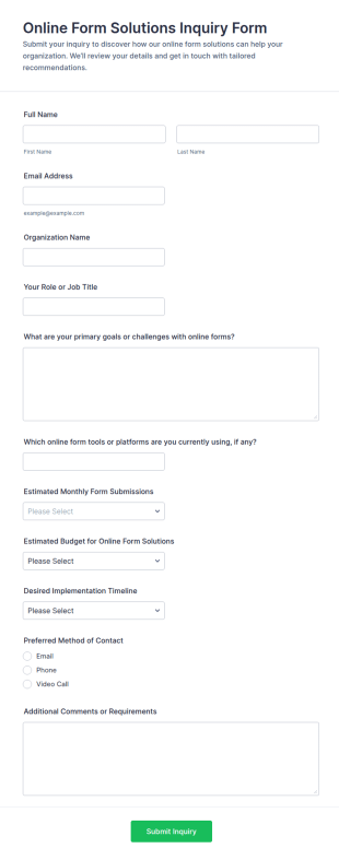 Online Form Solutions Inquiry Form
