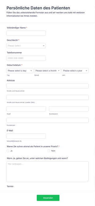 Online Formular Für Arzttermine Form Template
