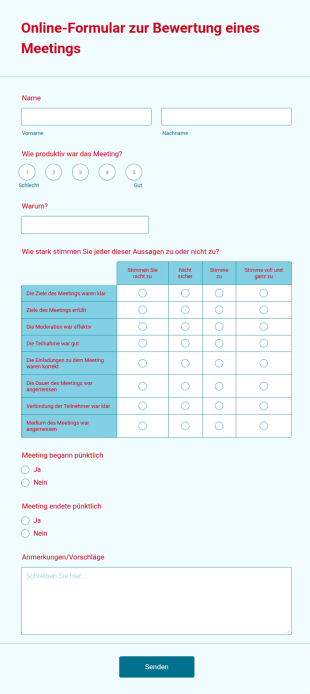 Online Formular Zur Bewertung Eines Meetings