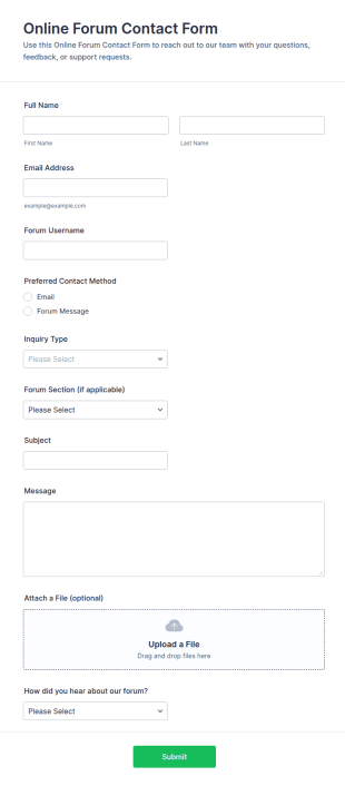 Online Forum Contact Form Template