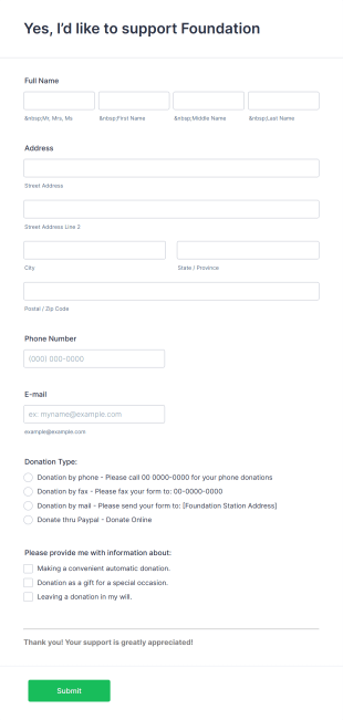 Online Foundation Donation Form Template