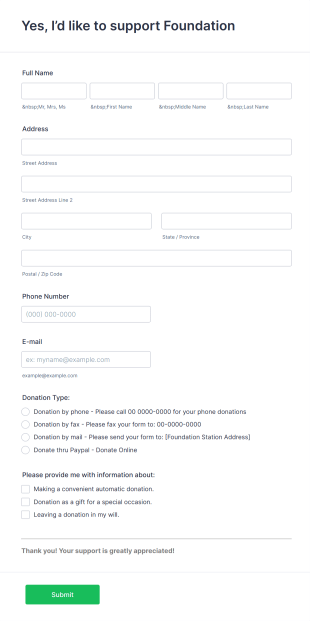 Online Foundation Donation Form Template