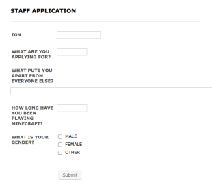 Online Game Staff Application Form Template