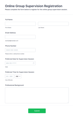 Online Group Supervision Registration Form Template