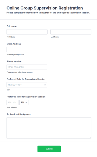 Online Group Supervision Registration Form Template