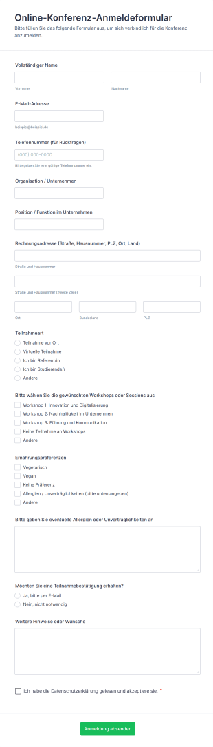 Online Konferenz Anmeldeformular