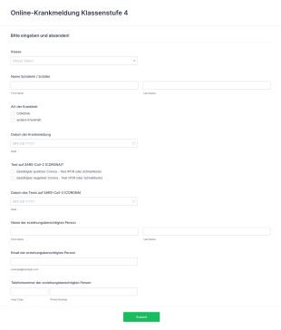 Online Krankmeldung Klassenstufe 4 Form Template