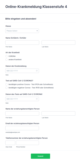 Online Krankmeldung Klassenstufe 4