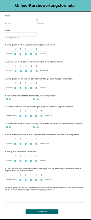 Online Kursbewertungsformular Form Template