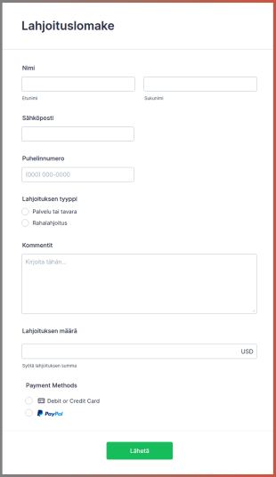Online Lahjoituslomake