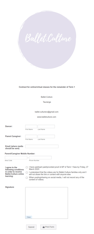 Online Learning Agreement Form Template