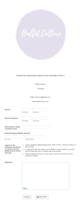 Online Learning Agreement Form Template