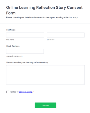 Online Learning Reflection Story Consent Form Template