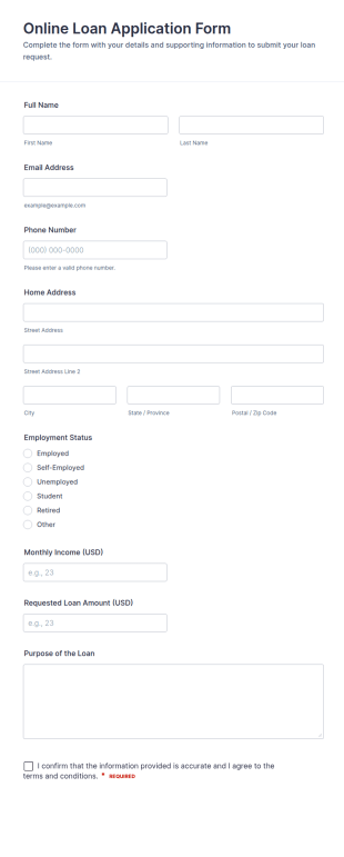 Online Loan Application Form Template