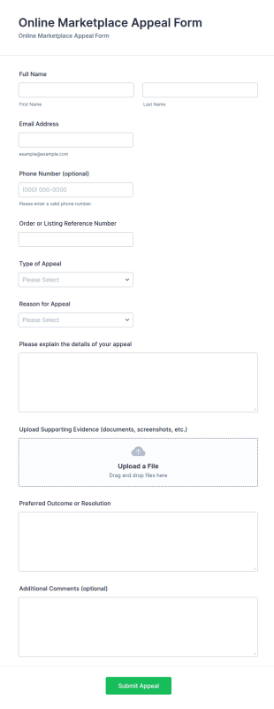 Online Marketplace Appeal Form Template