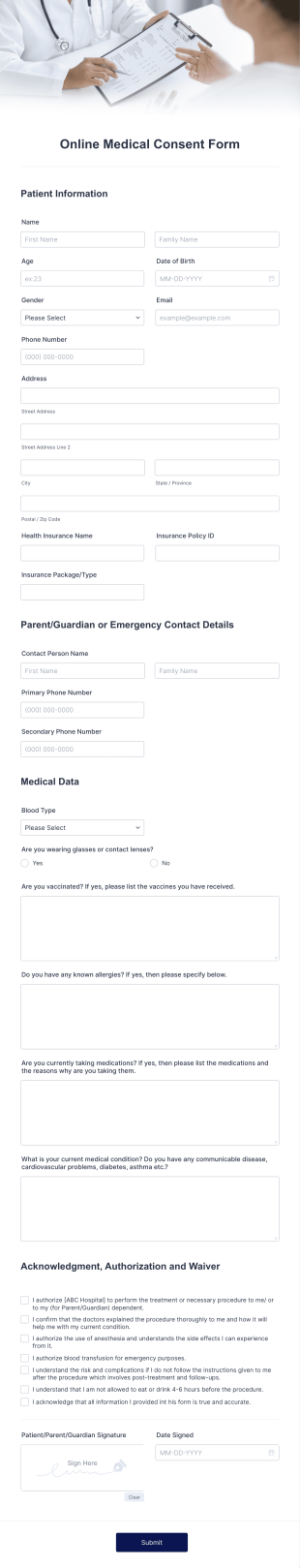 Online Medical Consent Form Template