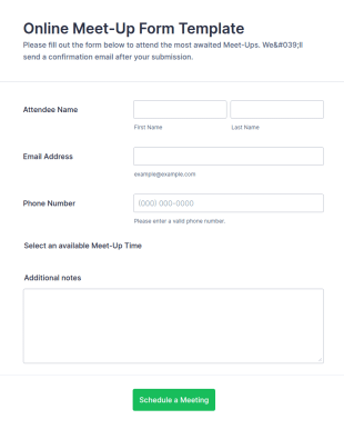 Online Meet Up Form Template