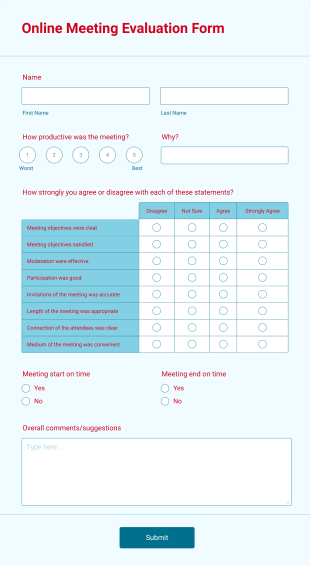 Online Meeting Evaluation Form Template