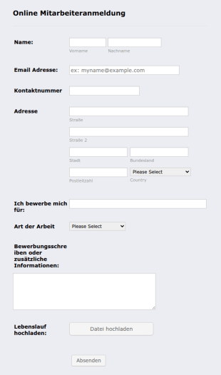 Online Mitarbeiteranmeldung