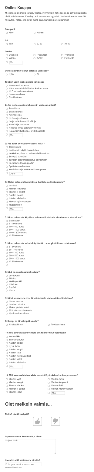 Online Ostoskysely Form Template