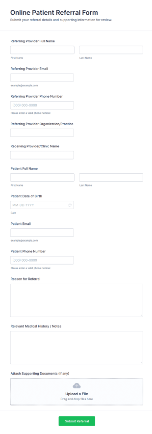 Online Patient Referral Form Template