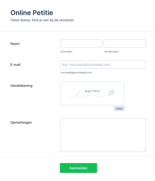 Online Petitieformulier Met E Handtekening