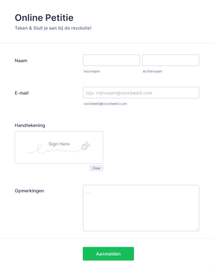 Online Petitieformulier Met E Handtekening Form Template