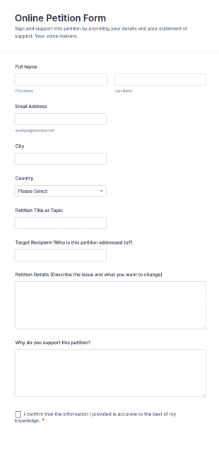 Online Petition Form Template