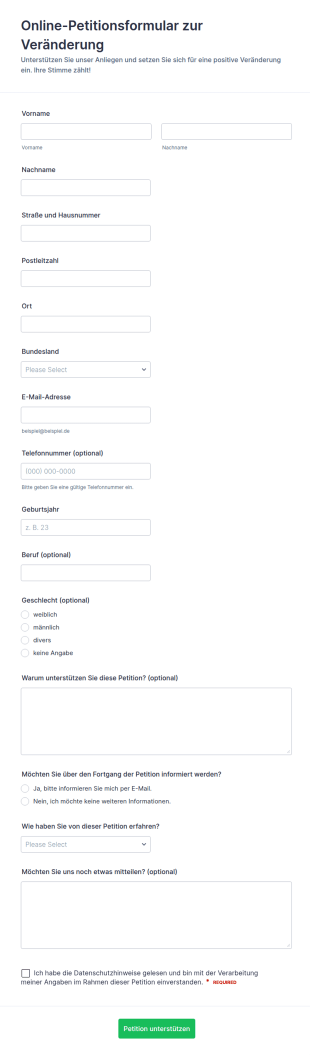 Online Petition Für Veränderung