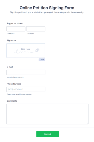 Online Petition Signing Form Template