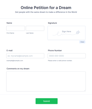 Online Petition Form Template