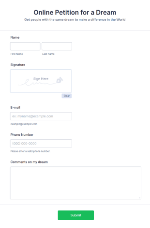 Online Petition Form Template