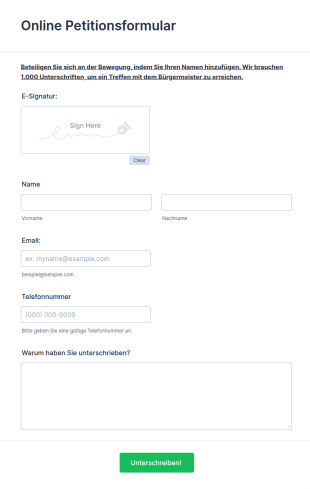 Online Petitionsformular