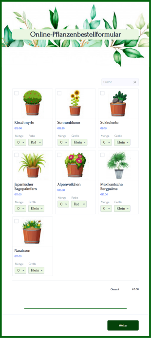 Online Pflanzenbestellformular