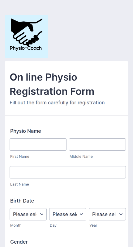 Online Physio Course Registration Form