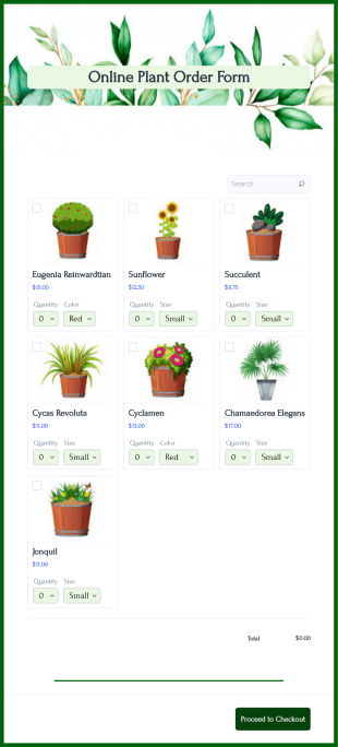 Online Plant Order Form Template