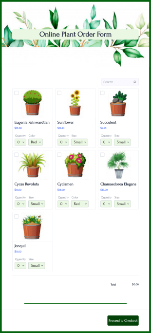 Online Plant Order Form Template