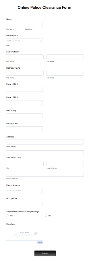 Online Police Clearance Form Template
